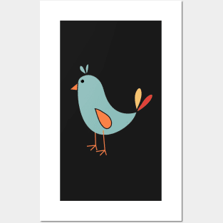 Little Orange, Gold and Aqua Bird | Cherie's Art(c)2021 Posters and Art